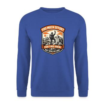 Bergsteiger Patch Aussicht Gipfelbier - Unisex Pullover - Royalblau - Vorne - Alina (178cm) & Michal (187cm)