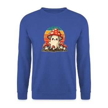 Retro-Pilzfamilie – niedlicher Vintage-Stil - Unisex Pullover - Royalblau - Vorne - Alina (178cm) & Michal (187cm)