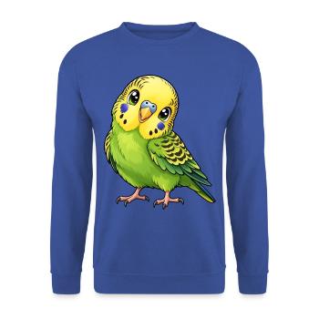 Grüner Wellensittich im Kawaii-Stil - Unisex Pullover - Royalblau - Vorne - Alina (178cm) & Michal (187cm)