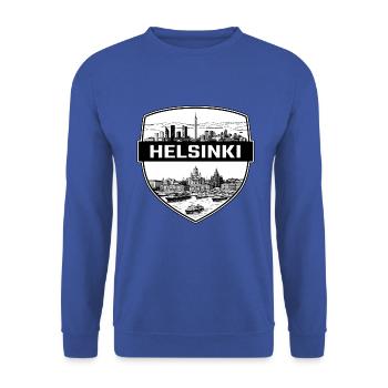 Helsinki Finnland Schildwappen Kathedrale Geschenk - Unisex Pullover - Royalblau - Vorne - Alina (178cm) & Michal (187cm)