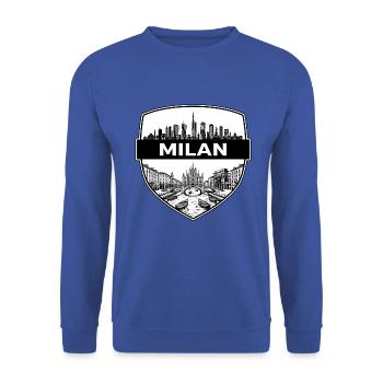 Mailand Italien Schildwappen Duomo Galleria Geschenk - Unisex Pullover - Royalblau - Vorne - Alina (178cm) & Michal (187cm)