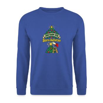 Christbaum-Crew Stern-Aufsetzer - Unisex Pullover - Royalblau - Vorne - Alina (178cm) & Michal (187cm)