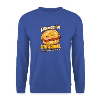 Faschingskostüm Leberkässemmel - Unisex Pullover - Royalblau - Vorne - Alina (178cm) & Michal (187cm)