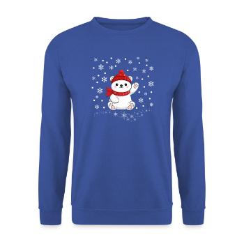 Weihnachten Eisbär Schneeflocken Polar bear Winter - Unisex Pullover - Royalblau - Vorne - Alina (178cm) & Michal (187cm)