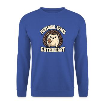 Persönlicher Igel - Unisex Pullover - Royalblau - Vorne - Alina (178cm) & Michal (187cm)