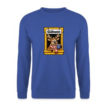 EG Glühwein Elch Rentier Weihnachten Tier  - Unisex Pullover - Royalblau - Vorne - Alina (178cm) & Michal (187cm)
