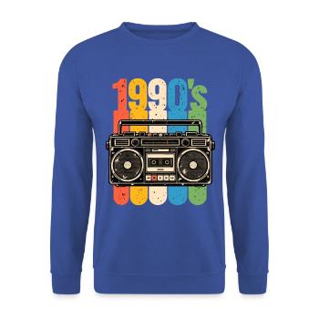 1990er Stereo und Kassetten Nostalgie - Unisex Pullover - Royalblau - Vorne - Alina (178cm) & Michal (187cm)