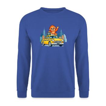 Affe auf'm Taxi City Adventure - Unisex Pullover - Royalblau - Vorne - Alina (178cm) & Michal (187cm)