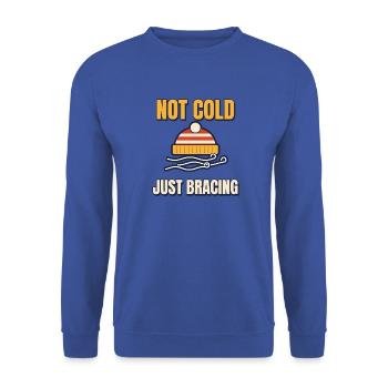 Nicht kalt, nur erfrischend, lustiges britisches Wetter - Unisex Pullover - Royalblau - Vorne - Alina (178cm) & Michal (187cm)