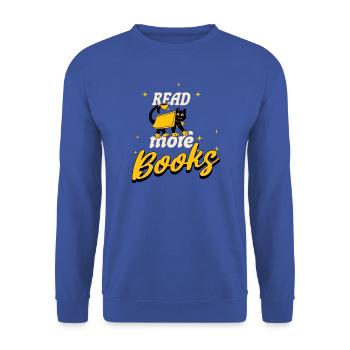Read More Books – Cooles Design für Bücherwürmer - Unisex Pullover - Royalblau - Vorne - Alina (178cm) & Michal (187cm)