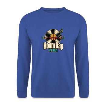 Boom Bap Oldschool Hip Hop 90er Rap Fan - Unisex Pullover - Royalblau - Vorne - Alina (178cm) & Michal (187cm)