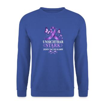 UNSICHTBAR STARK – Jeden Tag ein Kampf Awareness - Unisex Pullover - Royalblau - Vorne - Alina (178cm) & Michal (187cm)