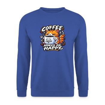 KATZE UND KAFFEE – ICH SPRECHE NICHT OHNE KAFFEE - Unisex Pullover - Royalblau - Vorne - Alina (178cm) & Michal (187cm)