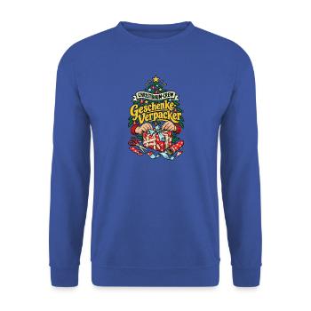 Christbaum-Crew Geschenke-Verpacker - Unisex Pullover - Royalblau - Vorne - Alina (178cm) & Michal (187cm)