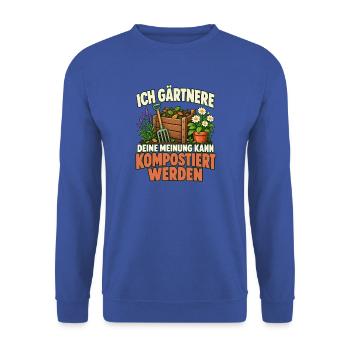 Gartenfreunde Gärtnern Geschenkidee  - Unisex Pullover - Royalblau - Vorne - Alina (178cm) & Michal (187cm)