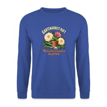 Pflanzenliebhaberin Geschenkidee Gärtnerin - Unisex Pullover - Royalblau - Vorne - Alina (178cm) & Michal (187cm)