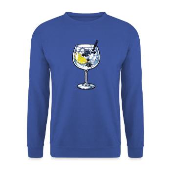 Gin Glas mit Zitrone und Eis - Unisex Pullover - Royalblau - Vorne - Alina (178cm) & Michal (187cm)