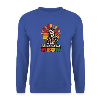 Katze mit Lichterkette Weihnachten - Unisex Pullover - Royalblau - Vorne - Alina (178cm) & Michal (187cm)
