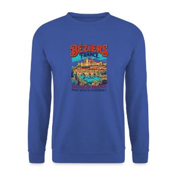 View City Béziers France Pont Vieux Cathédrale Oct - Unisex Pullover - Royalblau - Vorne - Alina (178cm) & Michal (187cm)