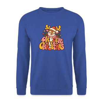 Oh Deer It's Christmas Rentier Retro Weihnachten - Unisex Pullover - Royalblau - Vorne - Alina (178cm) & Michal (187cm)