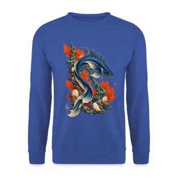 Drachenfisch zwischen bunten Tiefseekorallen - Unisex Pullover - Royalblau - Vorne - Alina (178cm) & Michal (187cm)