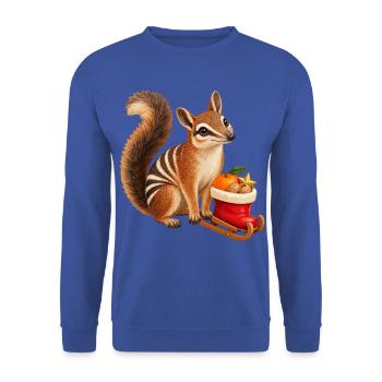 Numbat mit Nikolaus-Stiefelschlitten - Unisex Pullover - Royalblau - Vorne - Alina (178cm) & Michal (187cm)