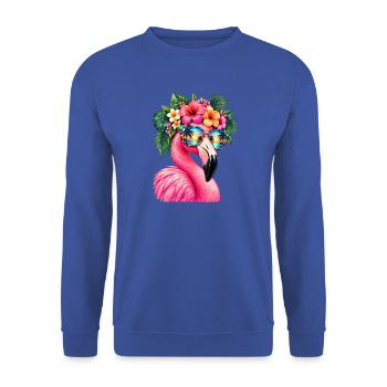 Niedlicher Flamingo Süße Flamingos - Unisex Pullover - Royalblau - Vorne - Alina (178cm) & Michal (187cm)