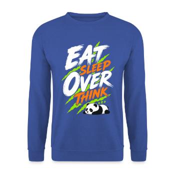 Schlafender Panda – Eat Sleep Over Think - Unisex Pullover - Royalblau - Vorne - Alina (178cm) & Michal (187cm)