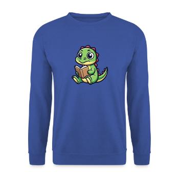 Reading Dinosaurier - Unisex Pullover - Royalblau - Vorne - Alina (178cm) & Michal (187cm)
