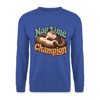 Amerikanischer Otter - Unisex Pullover - Royalblau - Vorne - Alina (178cm) & Michal (187cm)