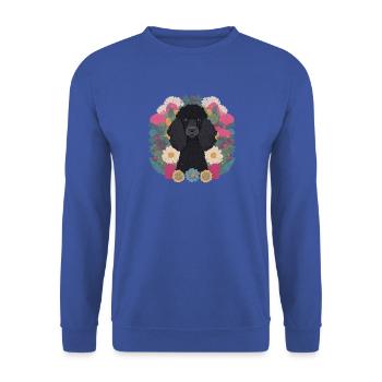 Schwarzer Pudel mit Blumen Pudel Liebhaber Hund - Unisex Pullover - Royalblau - Vorne - Alina (178cm) & Michal (187cm)