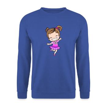 Fröhliches Mädchen im Pink Rock - Unisex Pullover - Royalblau - Vorne - Alina (178cm) & Michal (187cm)