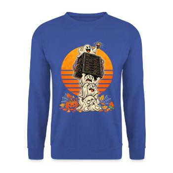 Halloween Geister-Lasttest für IT-Engineers - Unisex Pullover - Royalblau - Vorne - Alina (178cm) & Michal (187cm)