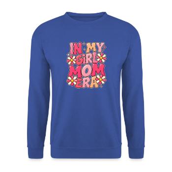 In My Girl Mom Era – Mädchen Mama Retro Blumen - Unisex Pullover - Royalblau - Vorne - Alina (178cm) & Michal (187cm)