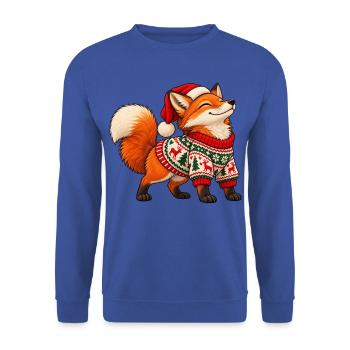Weihnachtsfuchs – Süßer Fuchs im Winterpullover - Unisex Pullover - Royalblau - Vorne - Alina (178cm) & Michal (187cm)