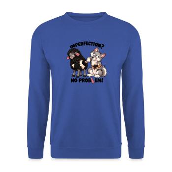 Schaf und Wolf – Unvollkommenheit? Kein Problem! - Unisex Pullover - Royalblau - Vorne - Alina (178cm) & Michal (187cm)
