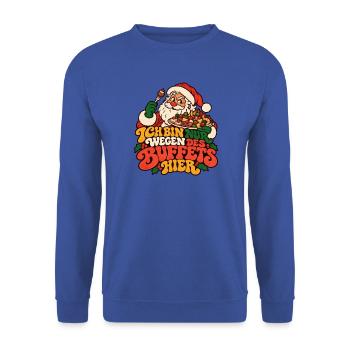 Weihnachtsbuffet Humor Santa - Unisex Pullover - Royalblau - Vorne - Alina (178cm) & Michal (187cm)