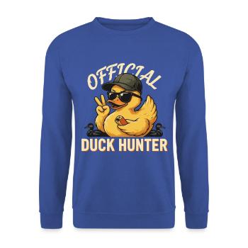 Offizieller Entenjäger - Unisex Pullover - Royalblau - Vorne - Alina (178cm) & Michal (187cm)