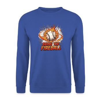 Bring The Fireball T-Shirt – Oktober-Baseballspiel - Unisex Pullover - Royalblau - Vorne - Alina (178cm) & Michal (187cm)