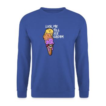 Lick Me Eiscreme Eiswaffel Sommer Wortwitz Eis - Unisex Pullover - Royalblau - Vorne - Alina (178cm) & Michal (187cm)