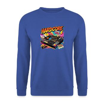 Hardcore Neon DJ Plattenspieler - Unisex Pullover - Royalblau - Vorne - Alina (178cm) & Michal (187cm)