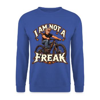 I Am Not a Freak – Bike Rebel - Unisex Pullover - Royalblau - Vorne - Alina (178cm) & Michal (187cm)