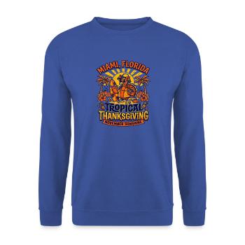 Miami Tropical Thanksgiving Sunshine Turkey Oct - Unisex Pullover - Royalblau - Vorne - Alina (178cm) & Michal (187cm)