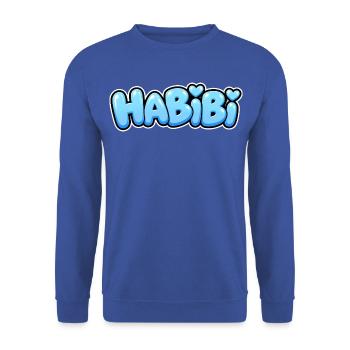 Habibi – Süßer Herz Schriftzug – Liebe - Unisex Pullover - Royalblau - Vorne - Alina (178cm) & Michal (187cm)