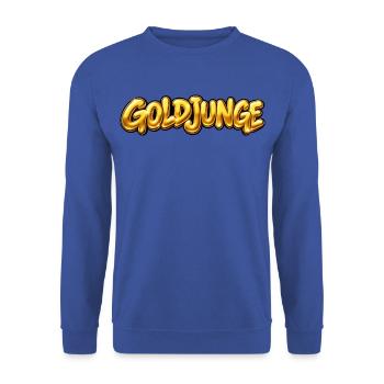 Goldjunge – Goldener Schriftzug – Statement - Unisex Pullover - Royalblau - Vorne - Alina (178cm) & Michal (187cm)