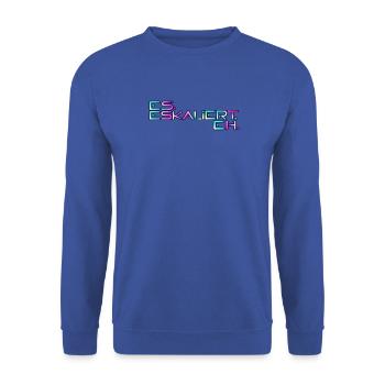 Neon Eskalert Signage - Unisex Pullover - Royalblau - Vorne - Alina (178cm) & Michal (187cm)