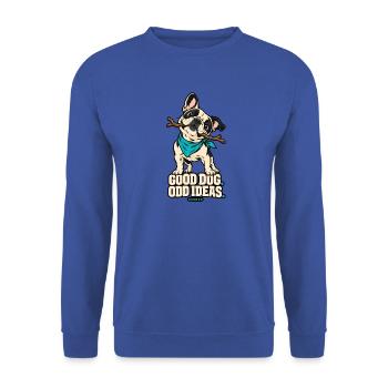 Good Dog, Odd Ideas – Frecher Hund | ODDROO - Unisex Pullover - Royalblau - Vorne - Alina (178cm) & Michal (187cm)