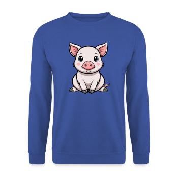 Süßes Baby-Schweinchen - Unisex Pullover - Royalblau - Vorne - Alina (178cm) & Michal (187cm)