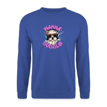 Willst kuscheln - Unisex Pullover - Royalblau - Vorne - Alina (178cm) & Michal (187cm)