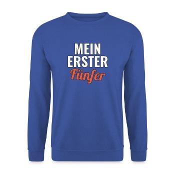 Laufanfänger Geschenk für den ersten Fünfer - Unisex Pullover - Royalblau - Vorne - Alina (178cm) & Michal (187cm)